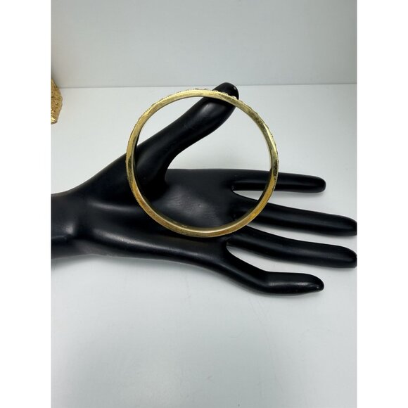 PJM Gold Tone Crystal Bangle Bracelet 8.5” Elegant Sparkly Vintage Bangle - Picture 6 of 10